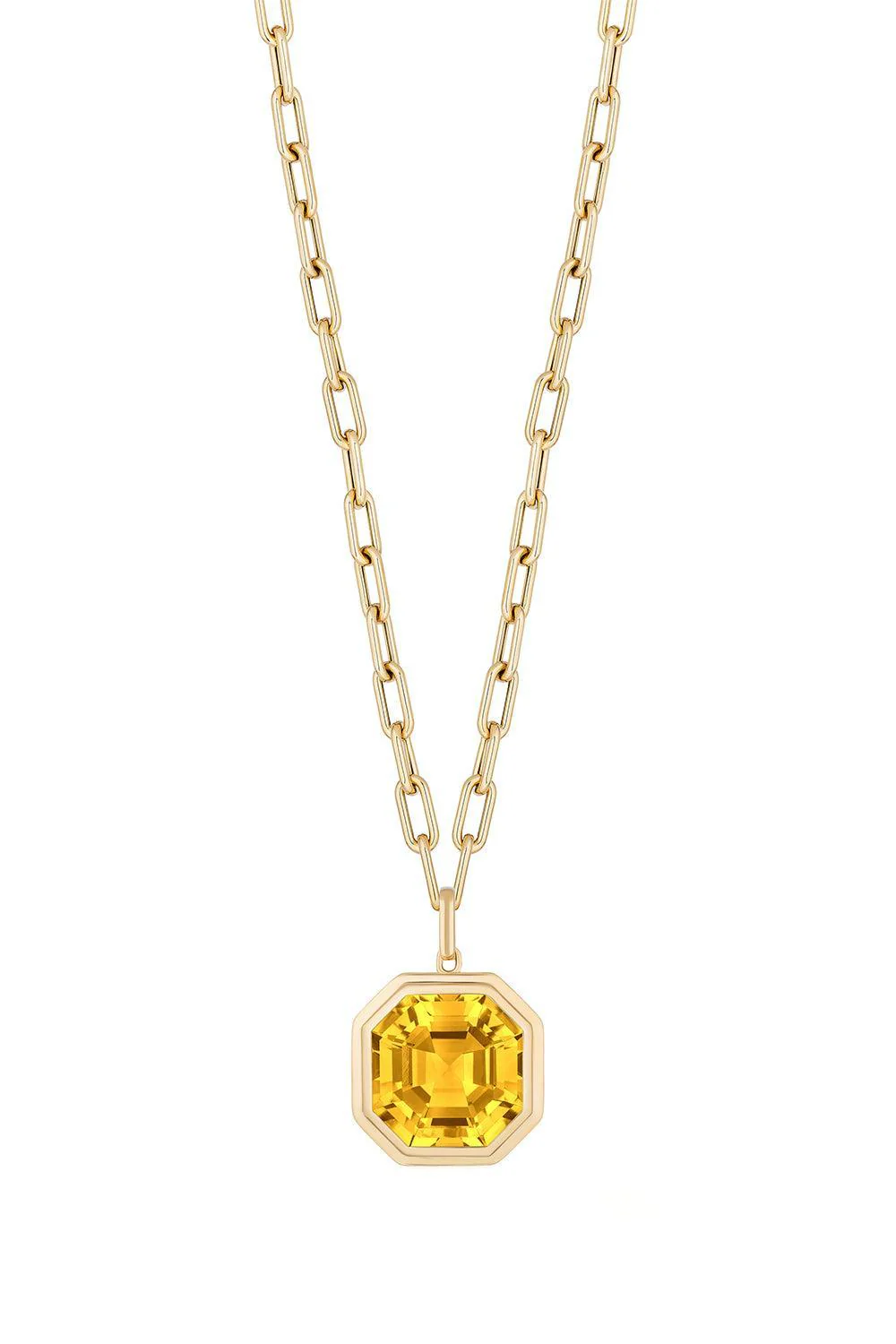 Citrine Asscher Manhattan Pendant Necklace