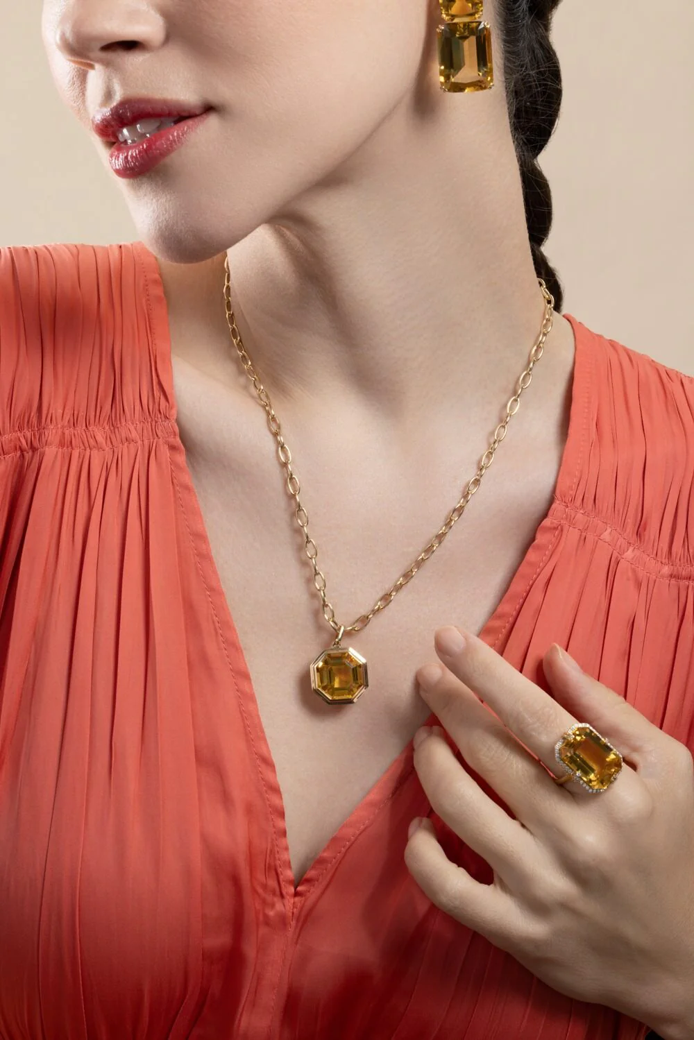 Citrine Asscher Manhattan Pendant Necklace - Image 3