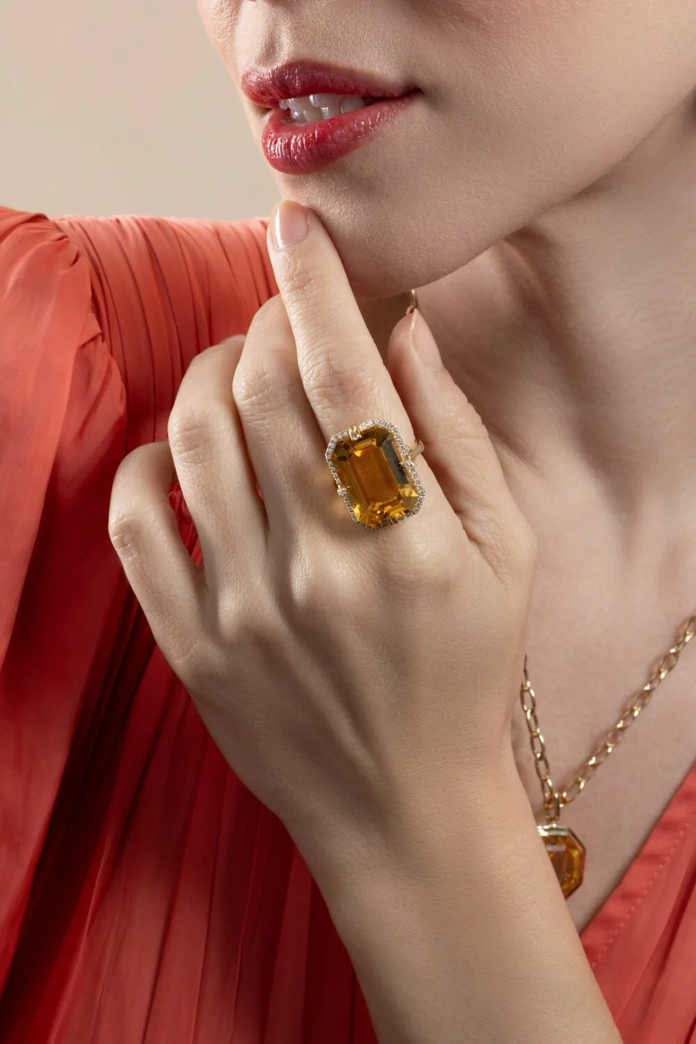 Citrine Diamond Gossip Ring - Image 4