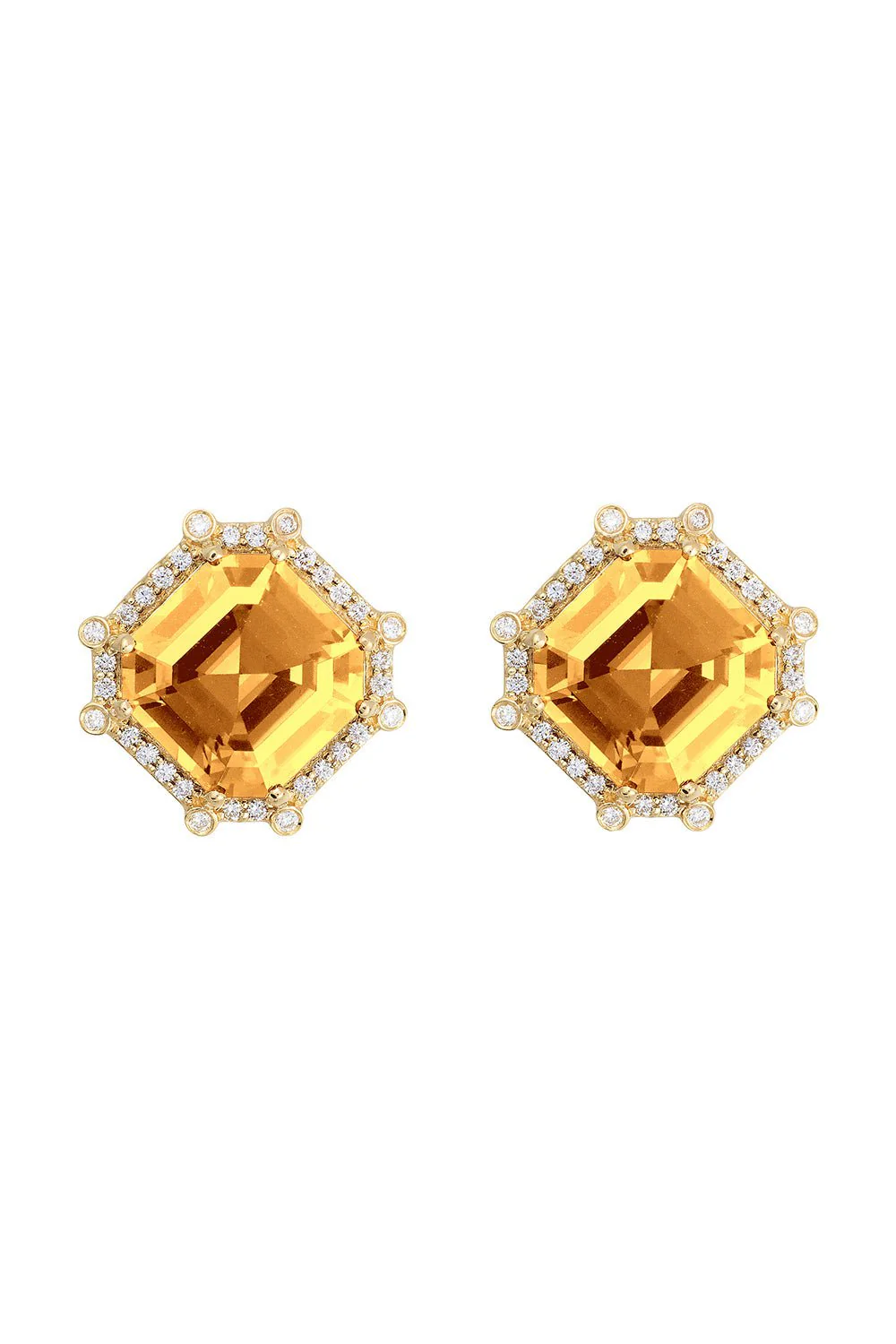 Citrine Diamond Stud Earrings