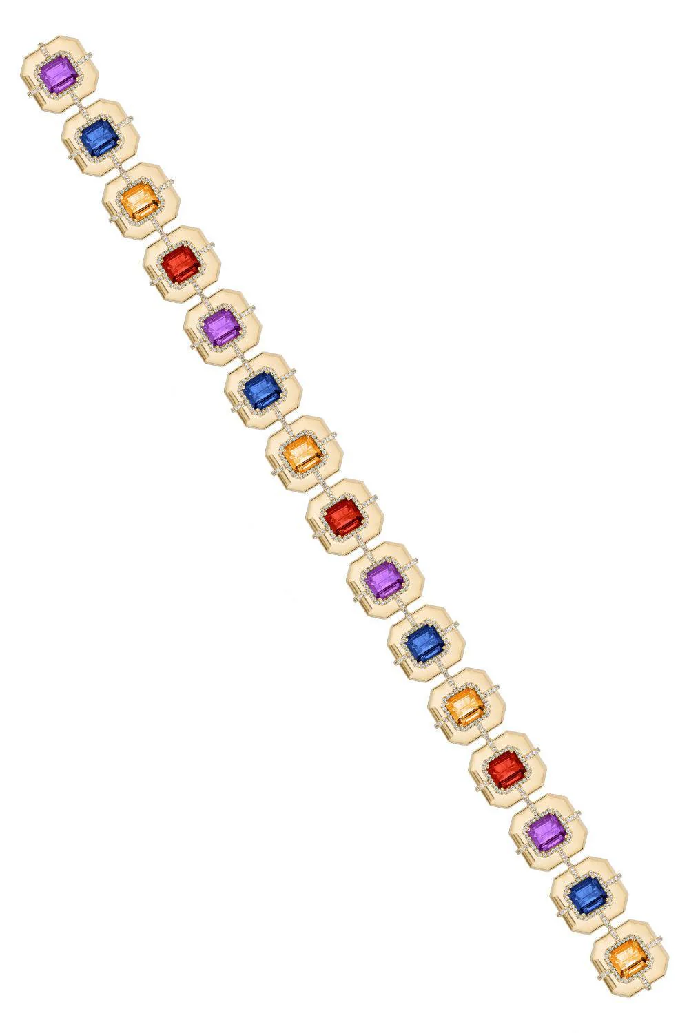 Citrine Garnet Asscher Medallion G-Classic Bracelet