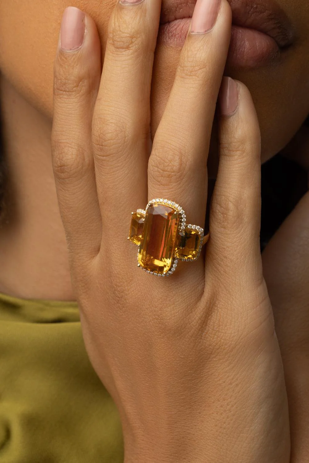 Citrine Three Stone Gossip Ring - Image 3