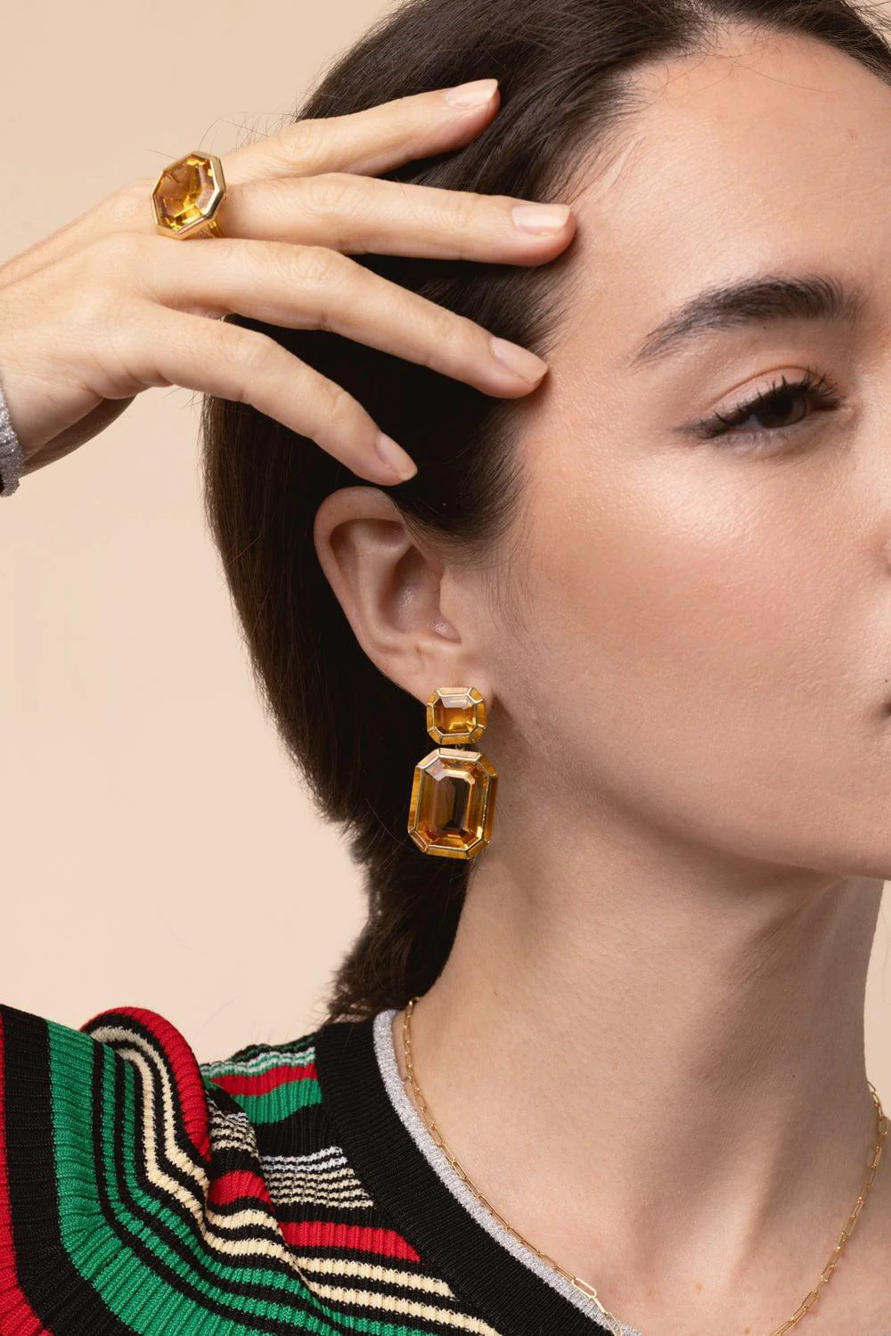 Citrine Tiger Eye Earrings - Image 3