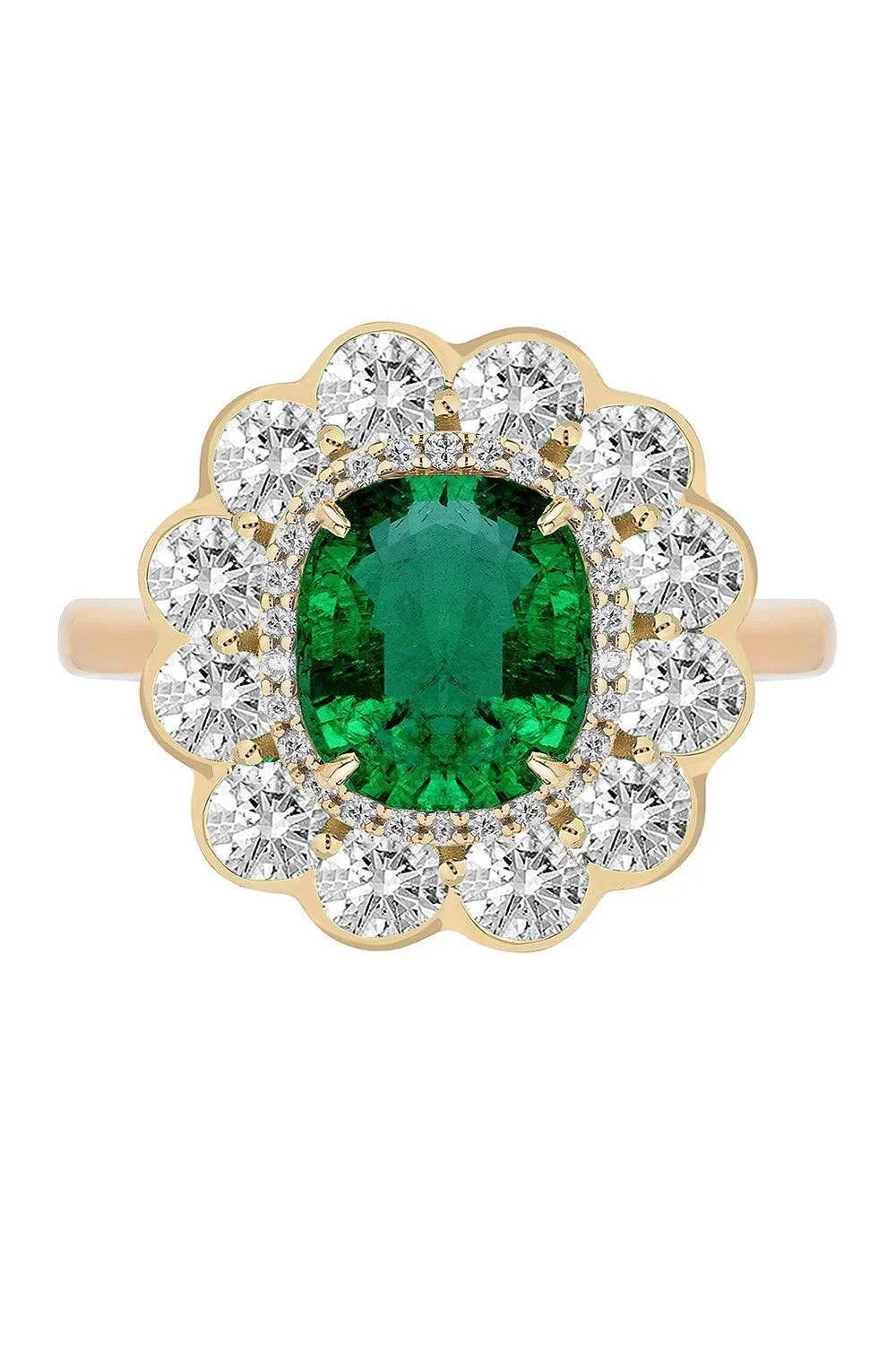 Emerald Diamond Cushion G-One Ring