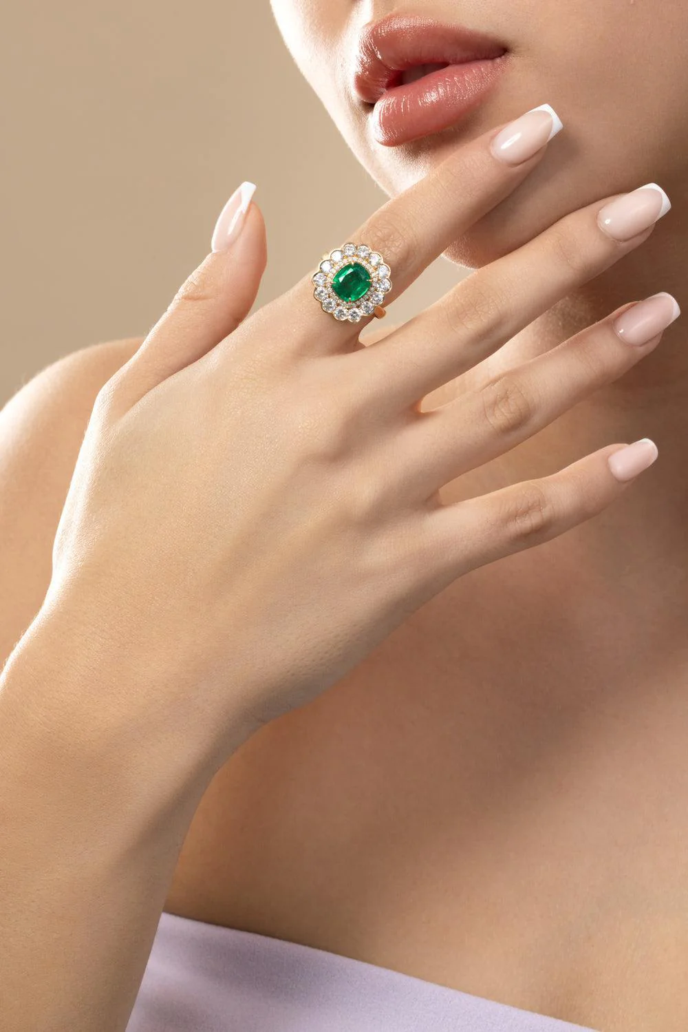 Emerald Diamond Cushion G-One Ring - Image 2