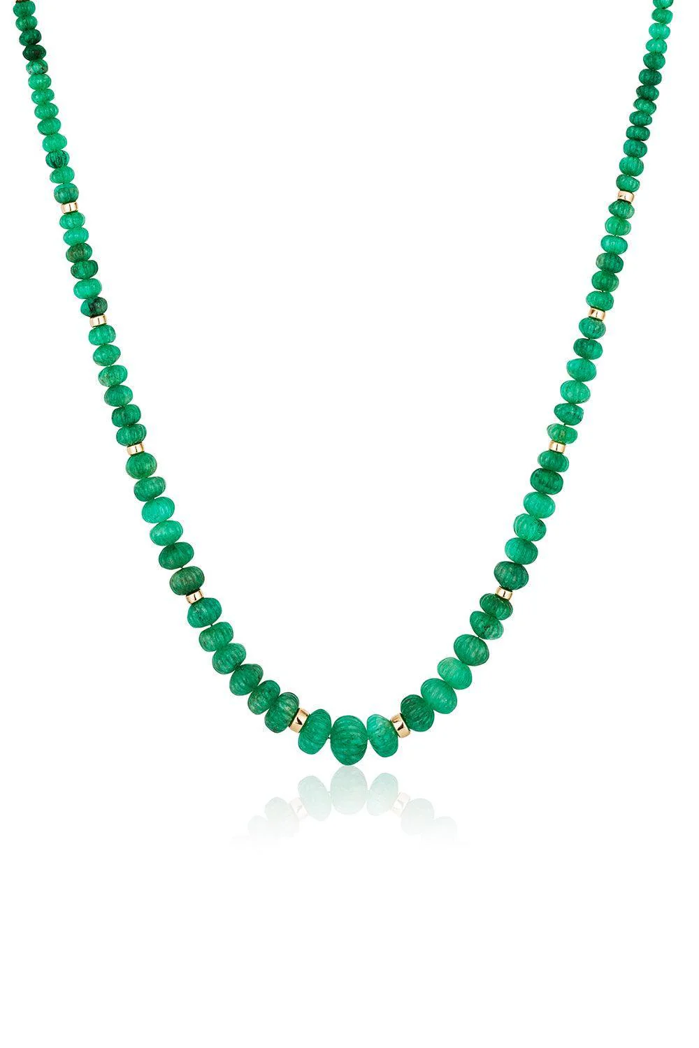 Emerald Fluted Beads G-One Necklace