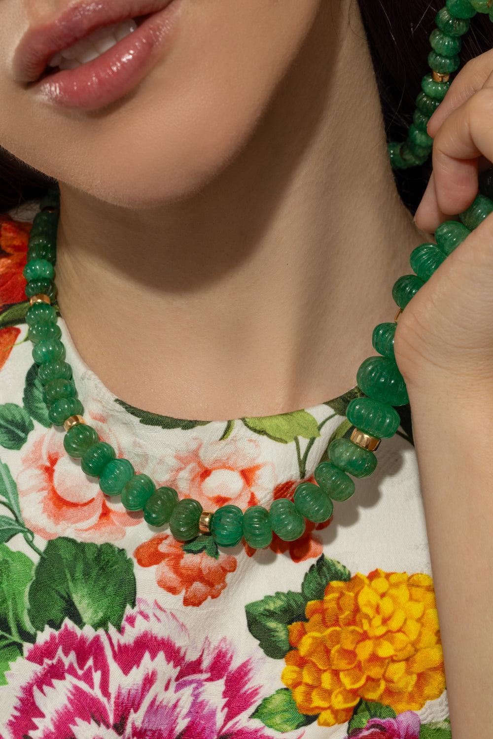 Emerald Fluted Beads G-One Necklace - Image 5