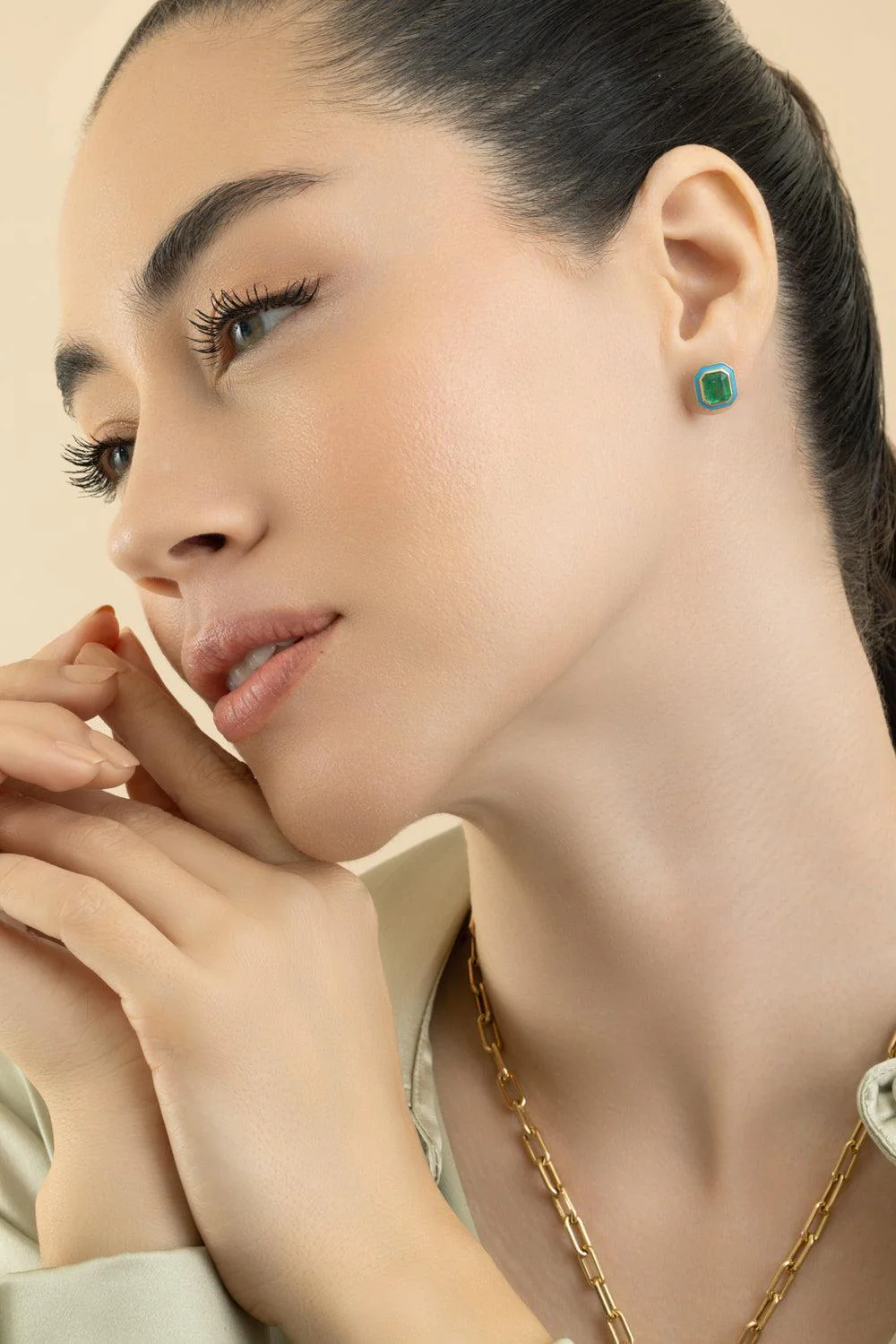 Emerald Stud Earrings - Image 2