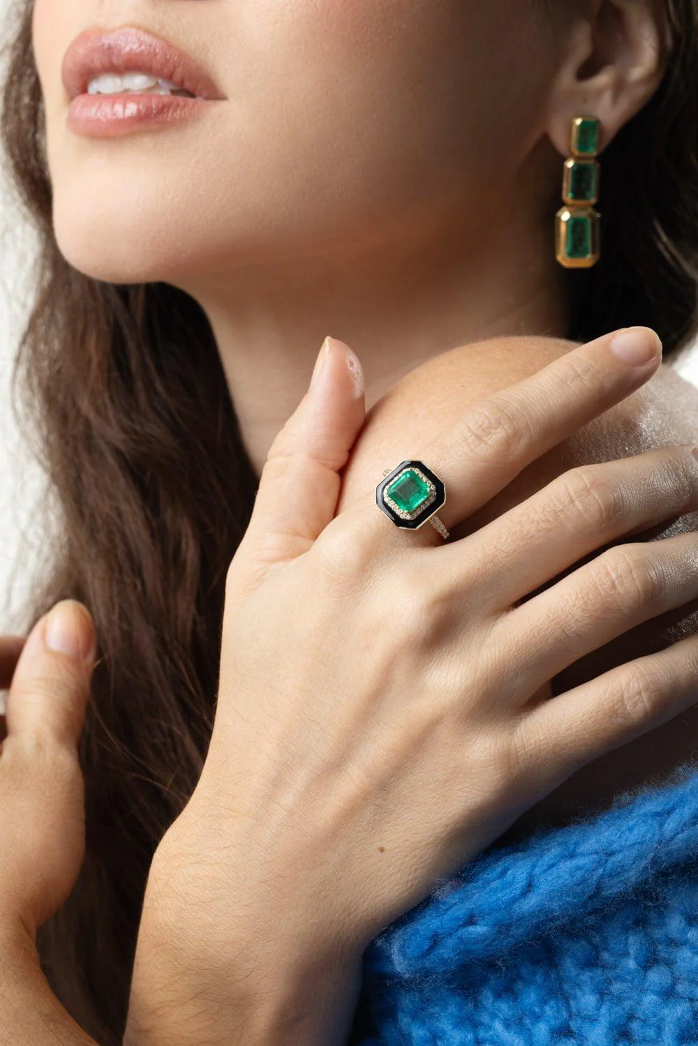 Enamel Emerald Diamond Ring - Image 4