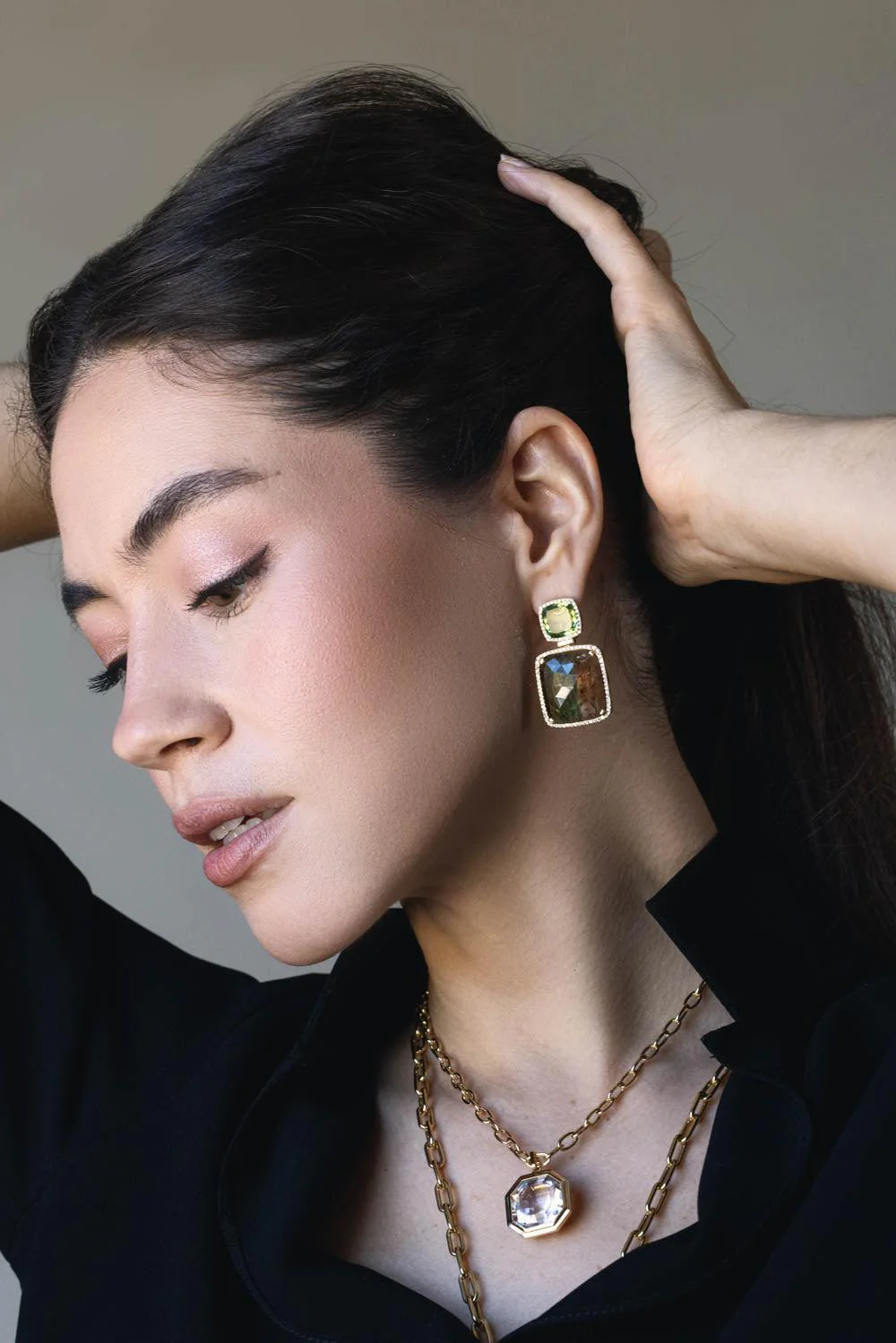 G-One Bi-Color Tourmaline Clip Earrings - Image 3