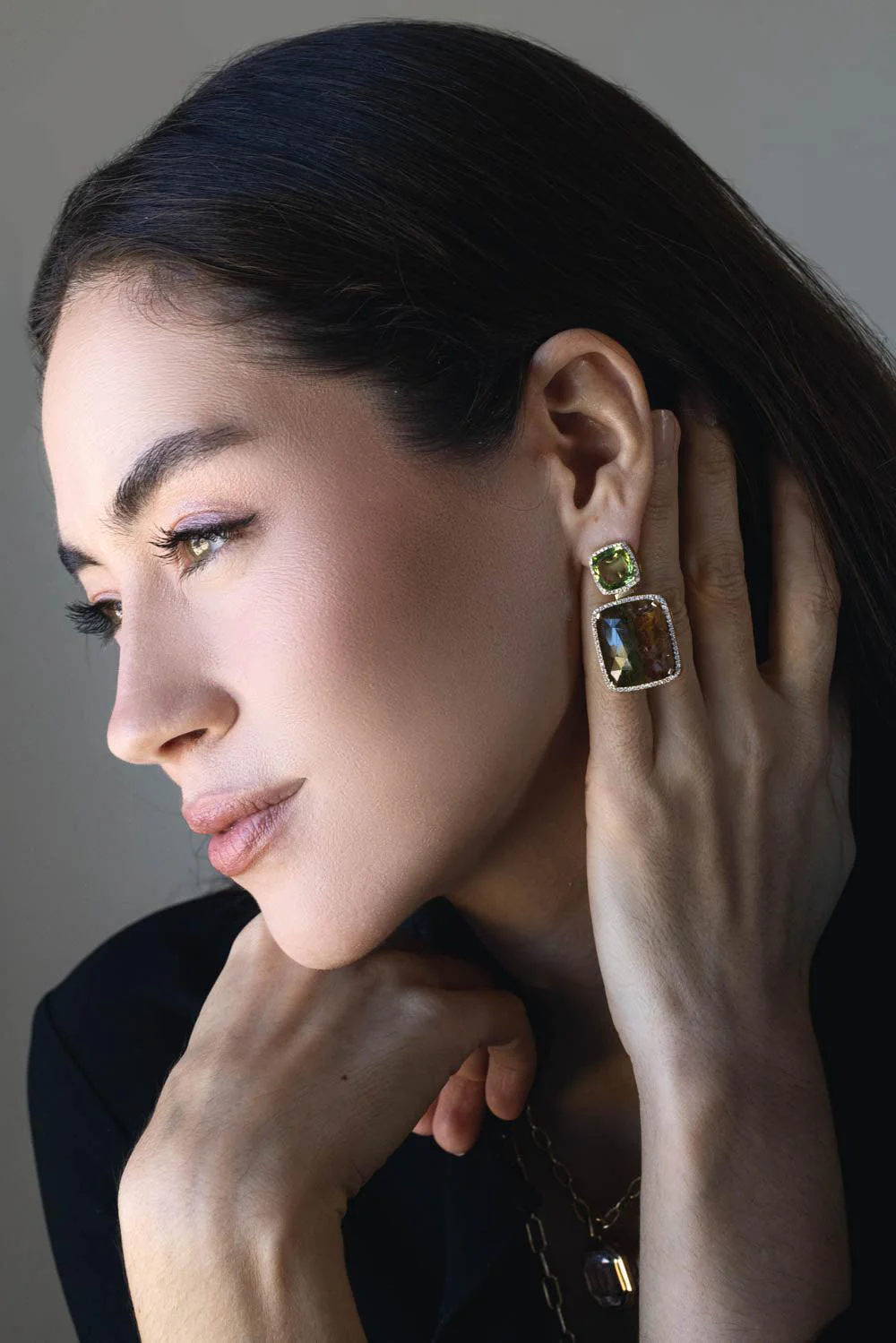 G-One Bi-Color Tourmaline Clip Earrings - Image 4