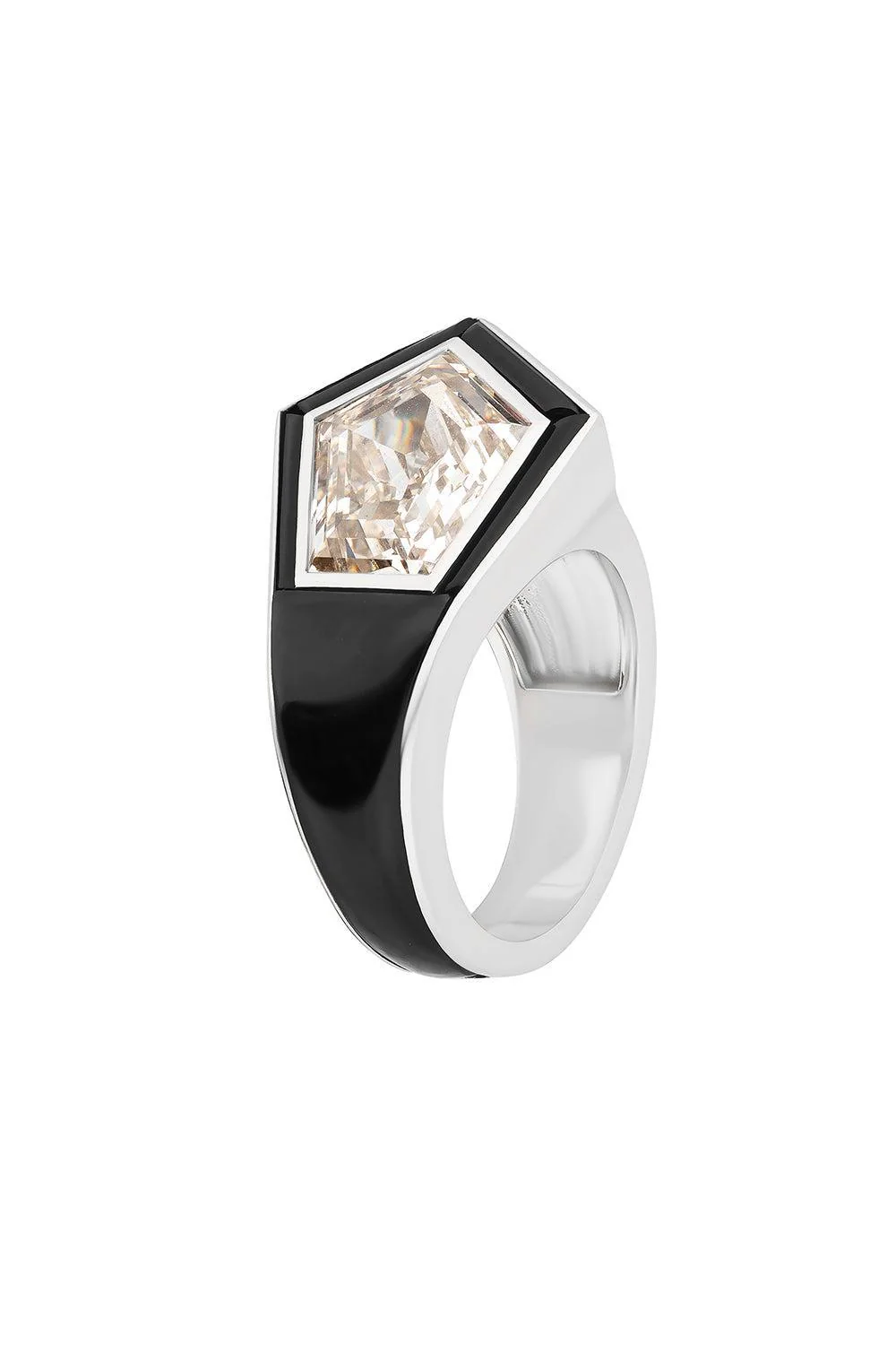 G-One Diamond Black Shield Ring - Image 5