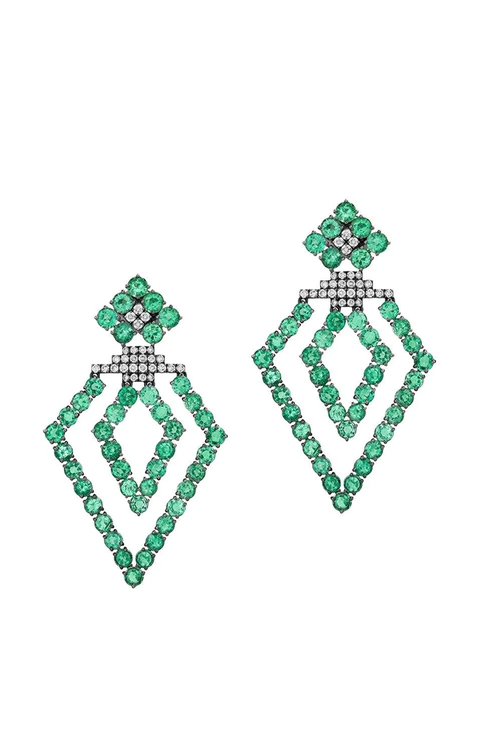 G-One Emerald Diamond Mix Shape Earrings