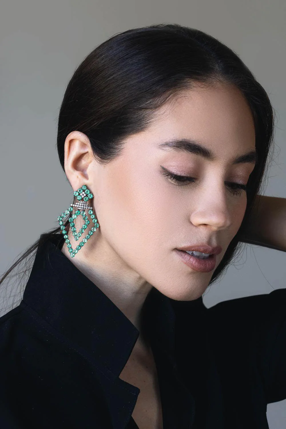 G-One Emerald Diamond Mix Shape Earrings - Image 4