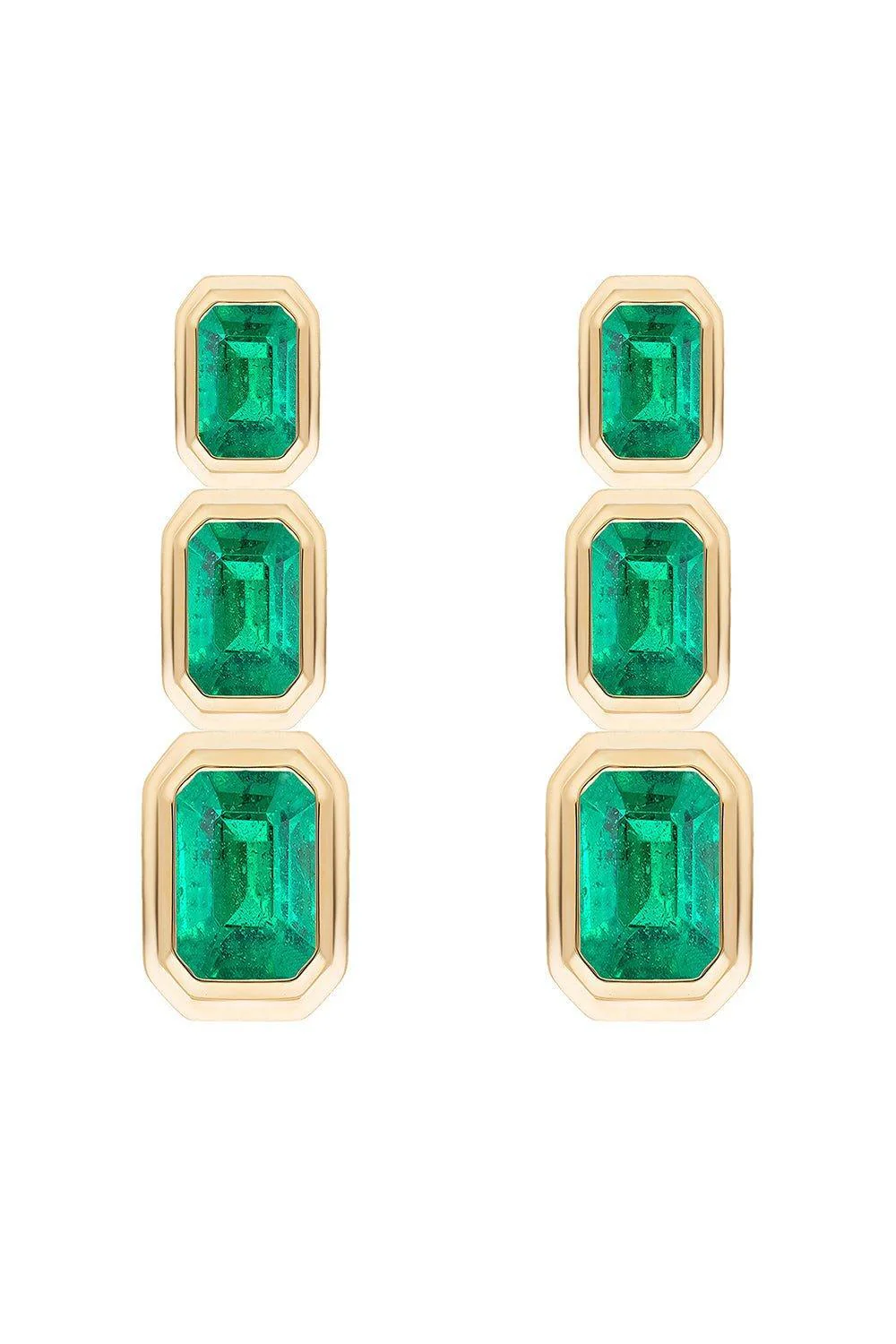 G-One Three Tier Emerald Earrings