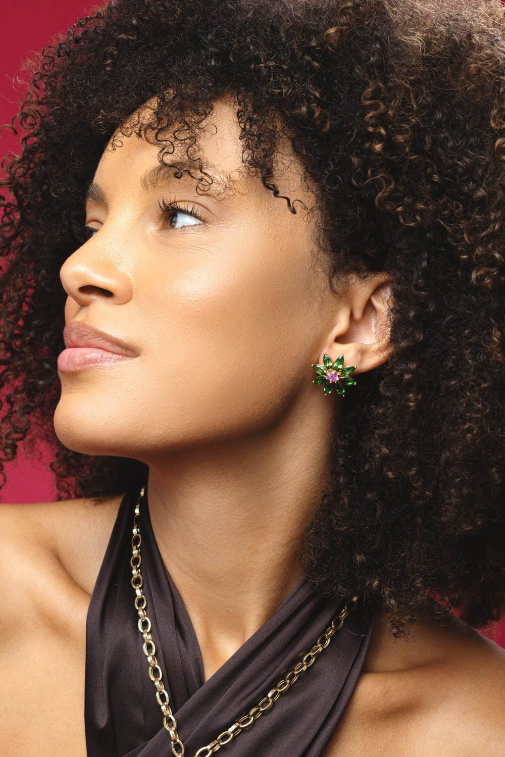 G-One Tsavourite Pink Sapphire Stud Earrings - Image 4