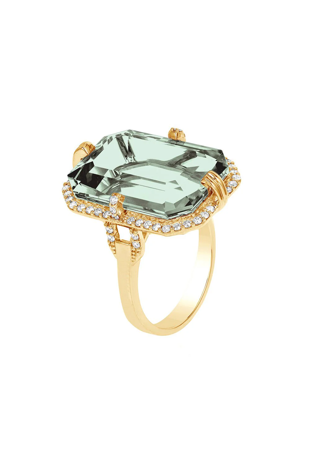 Goshwara Prasiolite Diamond Ring