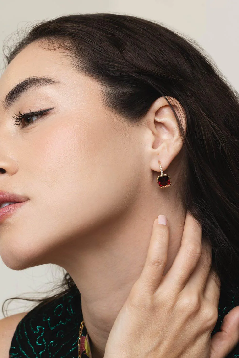 Gossip Garnet Diamond Earrings - Image 2