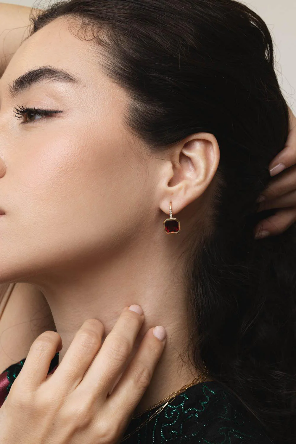 Gossip Garnet Diamond Earrings - Image 3
