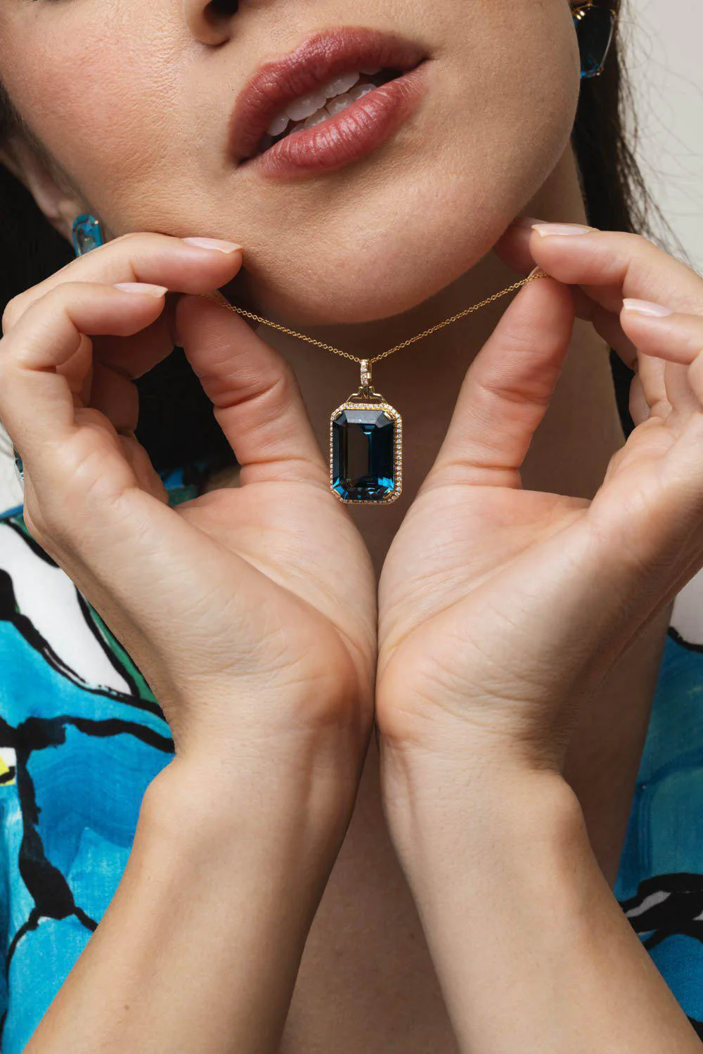 Gossip London Blue Topaz Pendant Necklace - Image 2