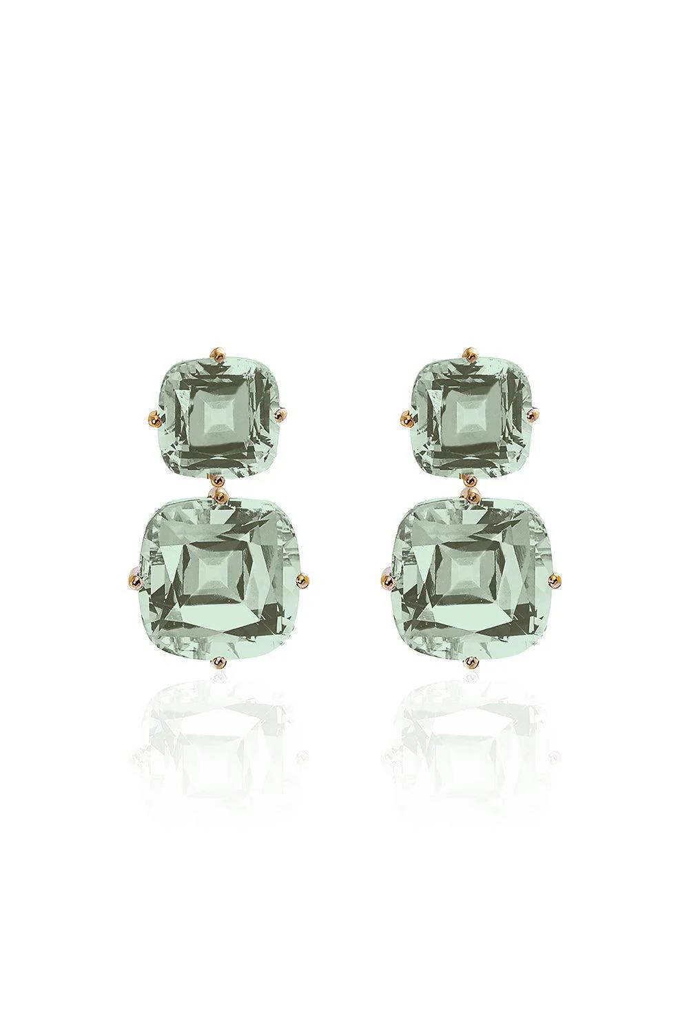 Gossip Prasiolite 2 Tier Cushion Earrings
