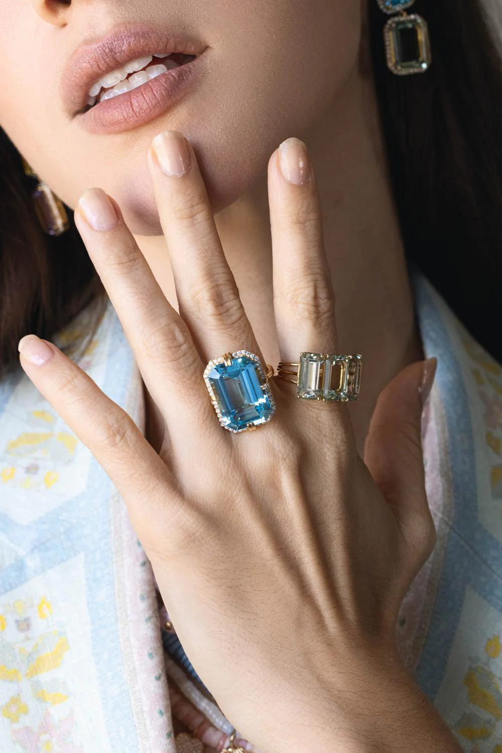 Gossip Prasiolite Three Stone Ring - Image 3