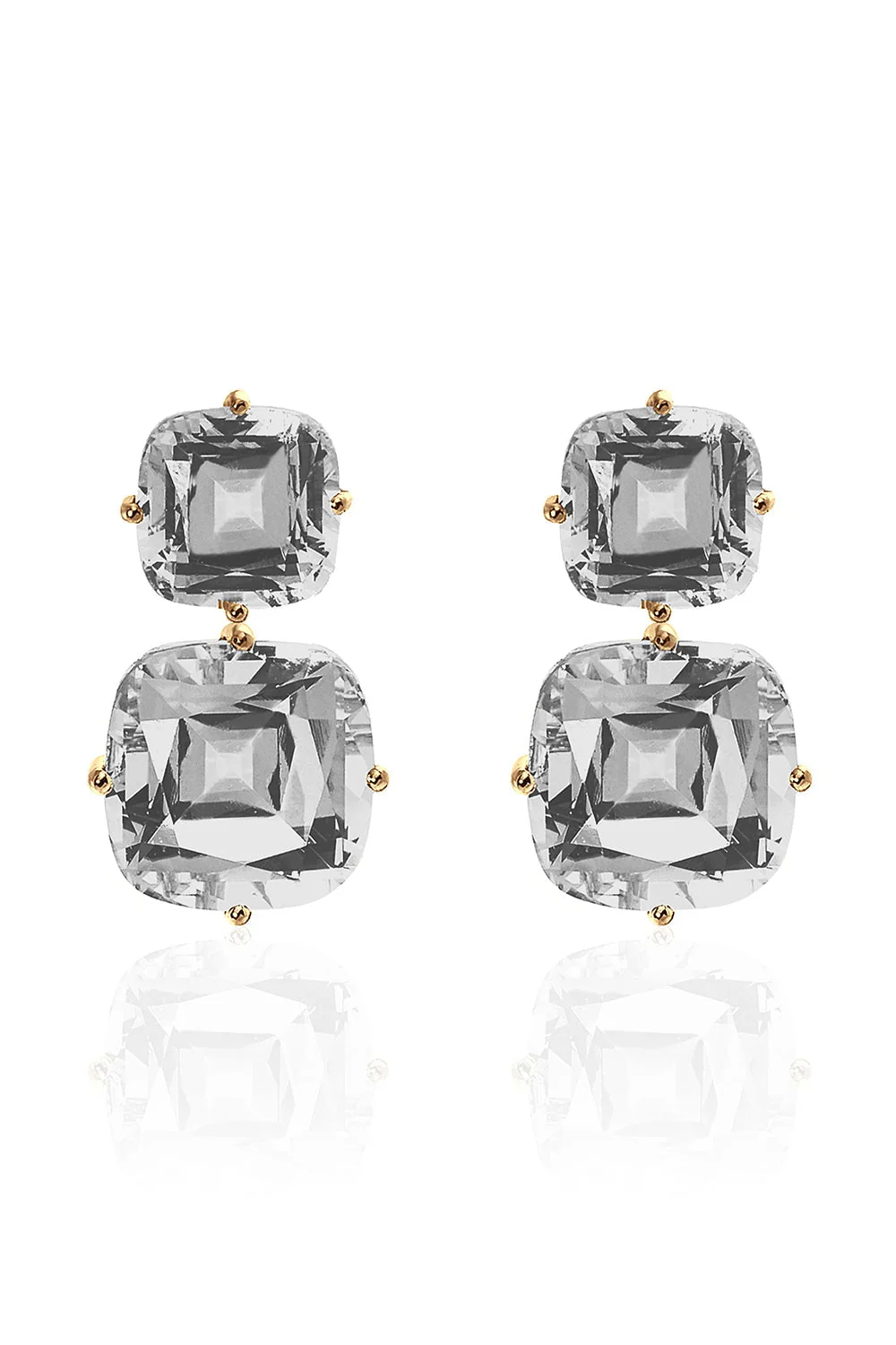 Gossip Rock Crystal 2 Tier Cushion Earrings