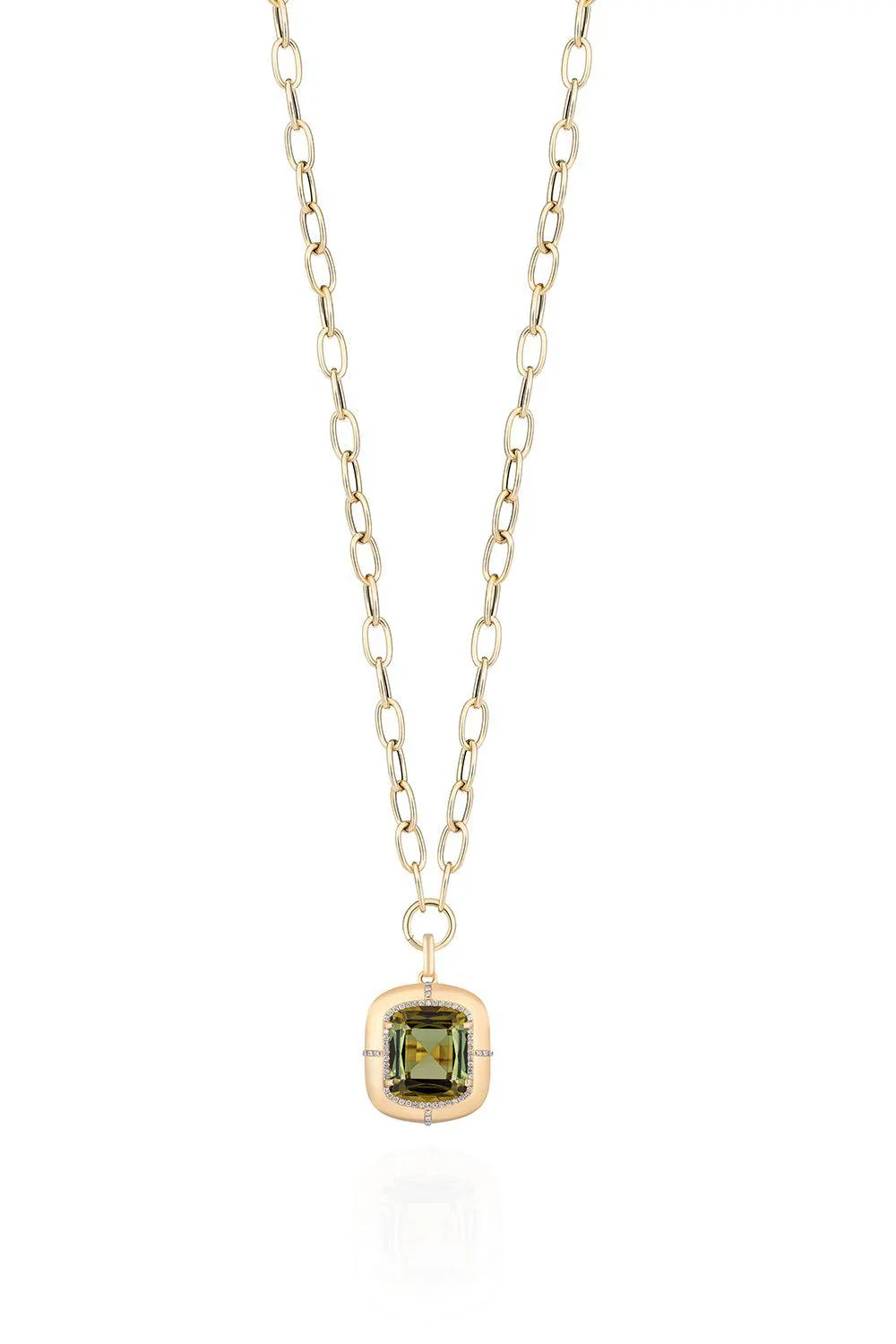 Green Tourmaline Cushion Medallion Necklace