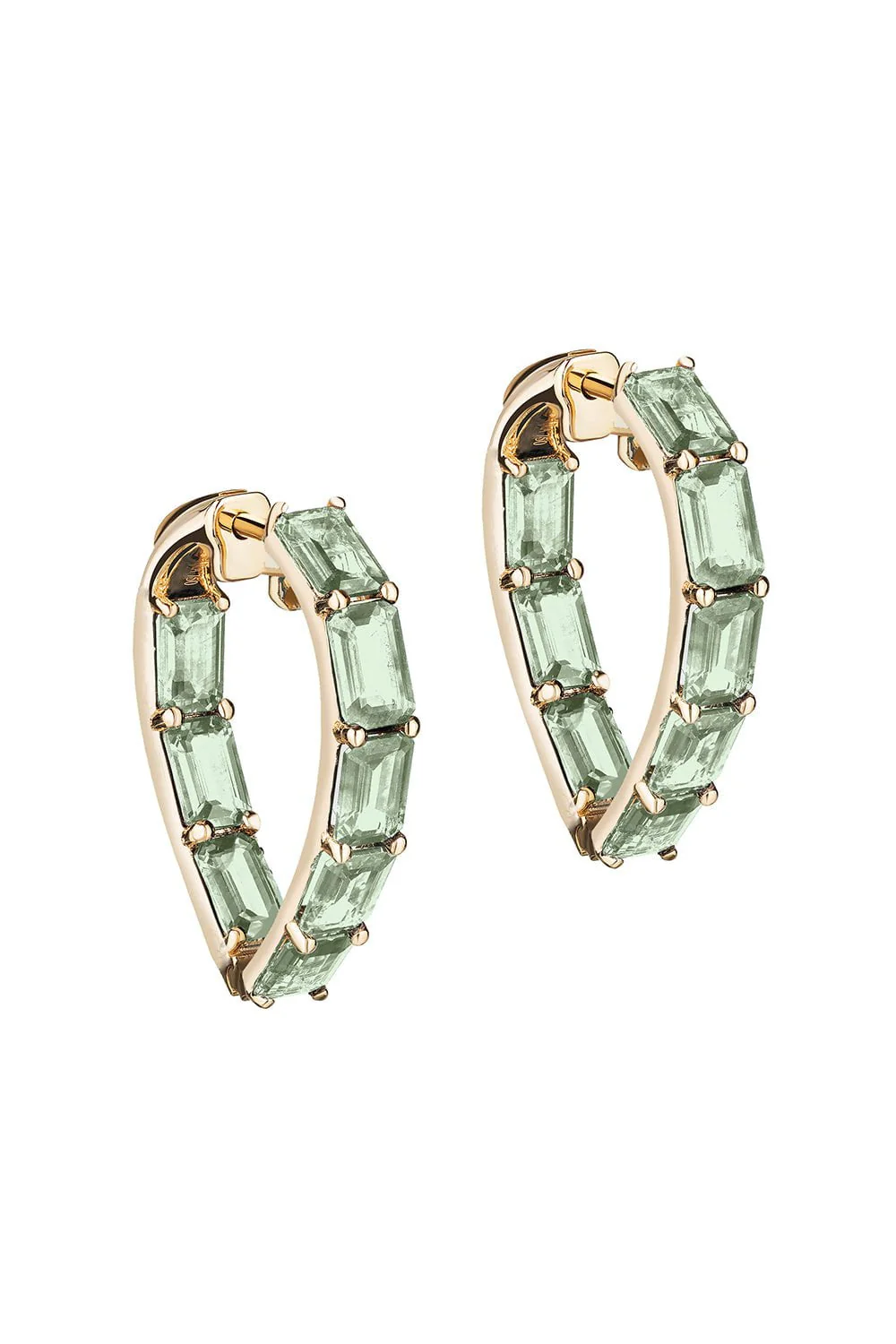 Heart Shape Prasiolite Hoop Earrings