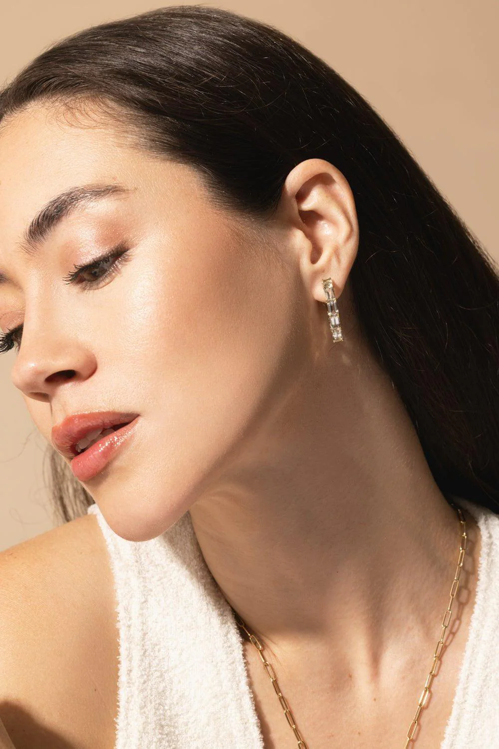 Heart Shape Prasiolite Hoop Earrings - Image 3