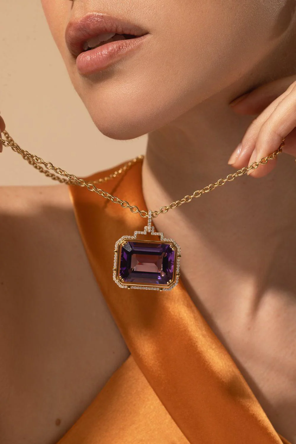Large Amethyst Pendant Necklace - Image 2