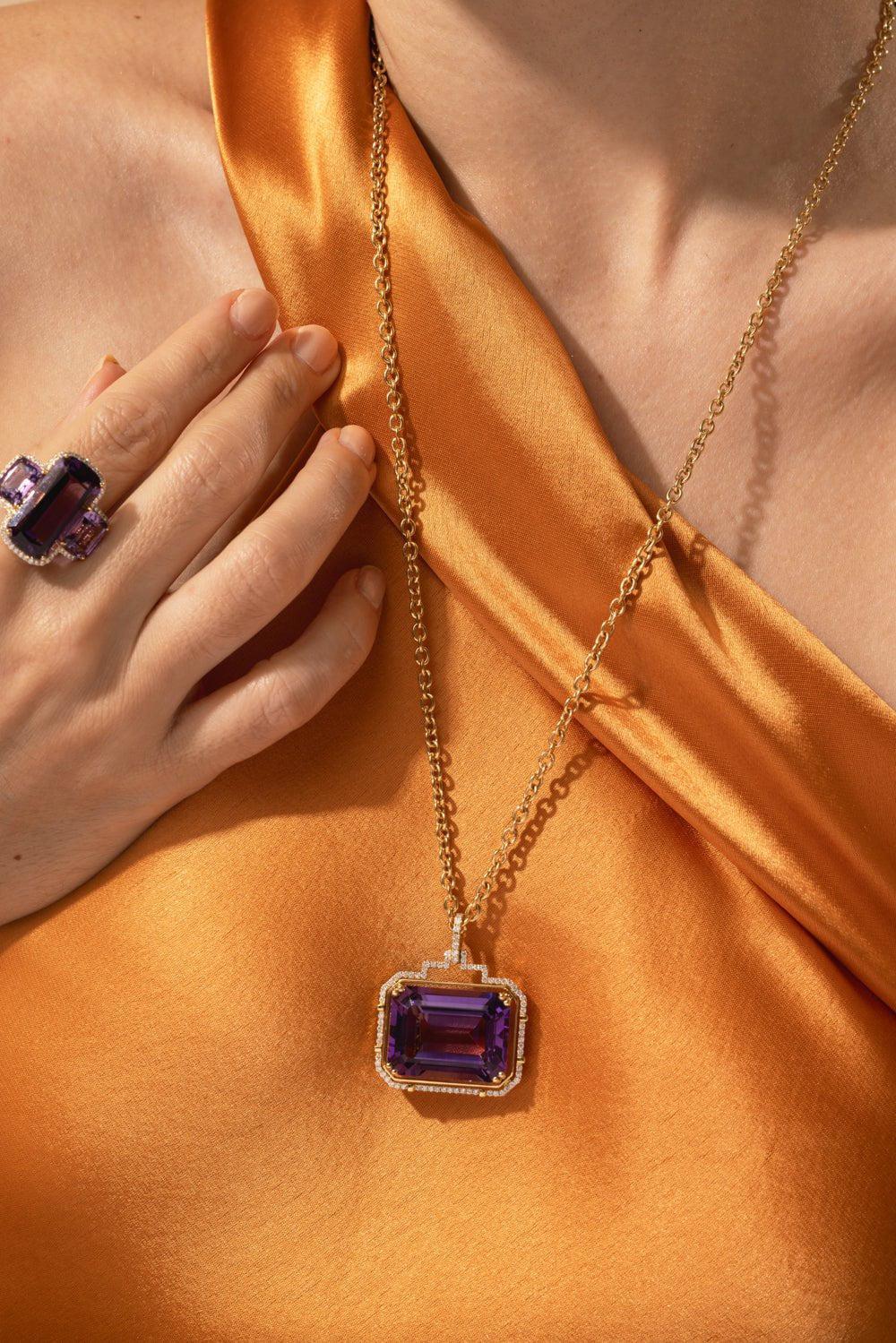 Large Amethyst Pendant Necklace - Image 3