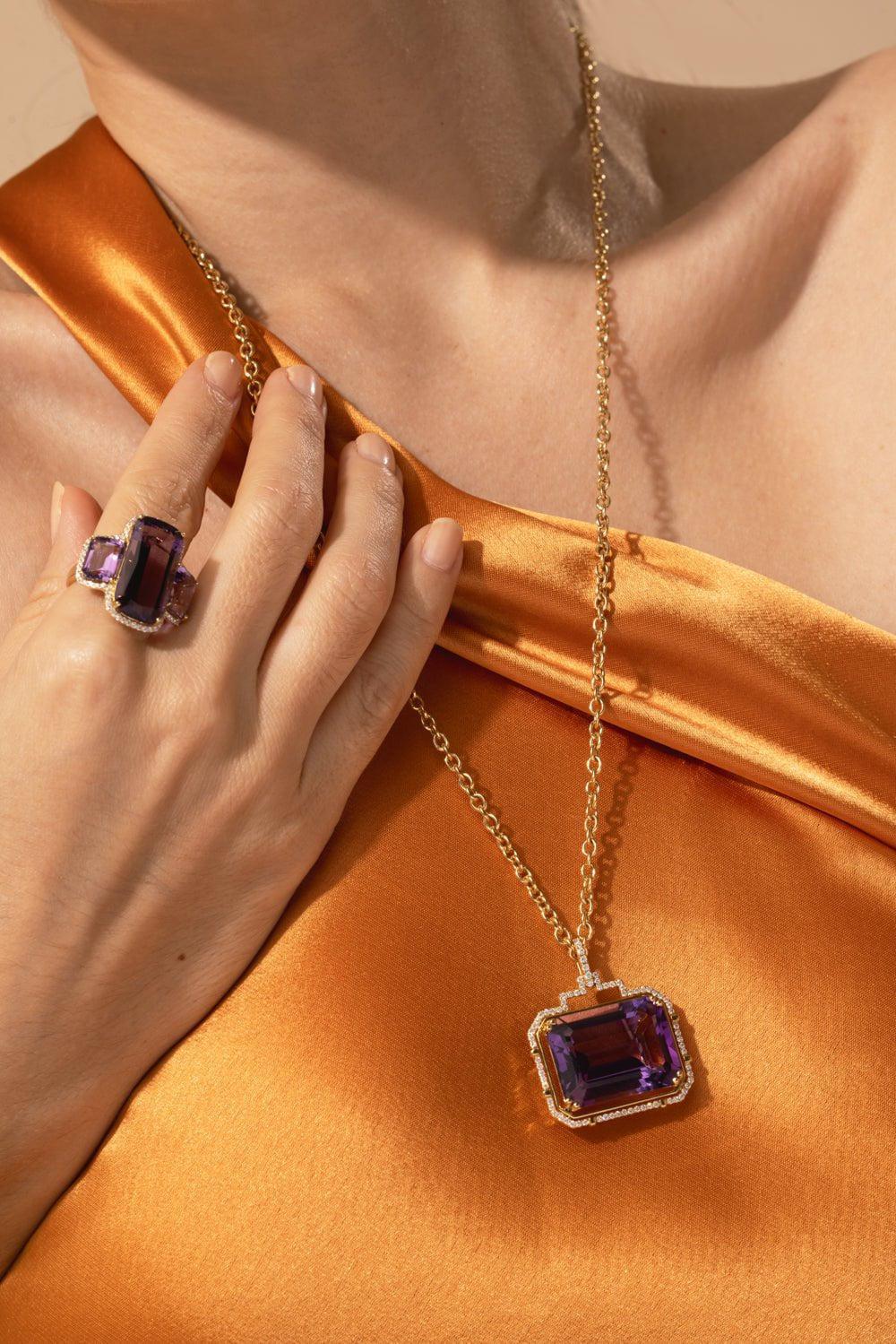 Large Amethyst Pendant Necklace - Image 4