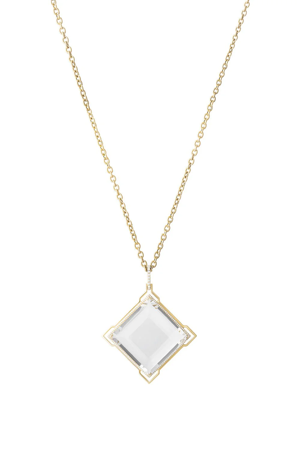 Large Rock Crystal Kite Pendant Necklace