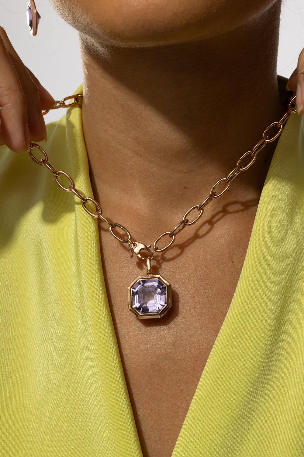 Lavender Amethyst Asscher Cut Manhattan Necklace - Image 2