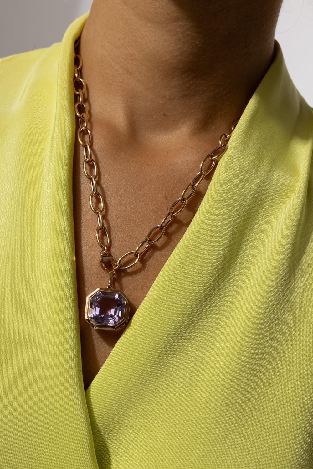 Lavender Amethyst Asscher Cut Manhattan Necklace - Image 4