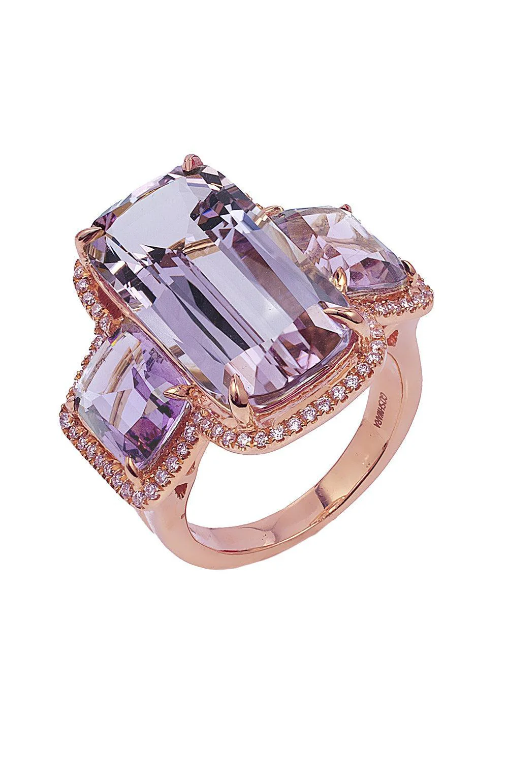 Lavender Amethyst Three Stone Gossip Ring