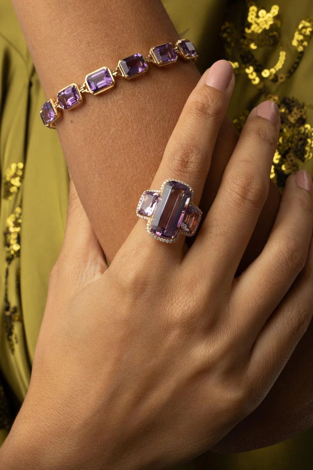 Lavender Amethyst Three Stone Gossip Ring - Image 3