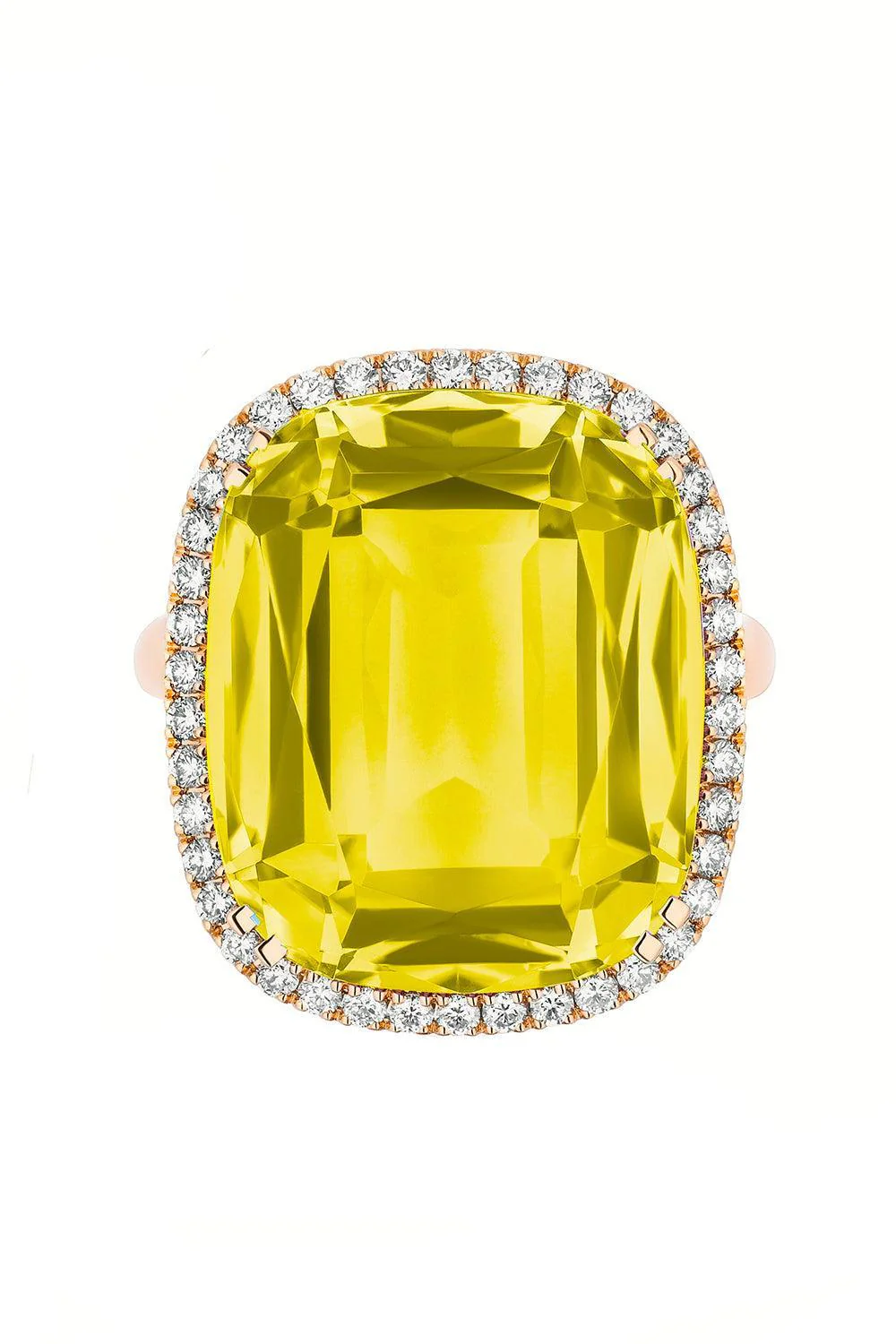Lemon Quartz Cushion Gossip Ring