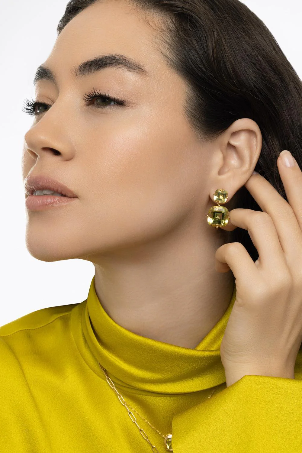 Lemon Quartz Two Tier Gossip Earrings - Image 3