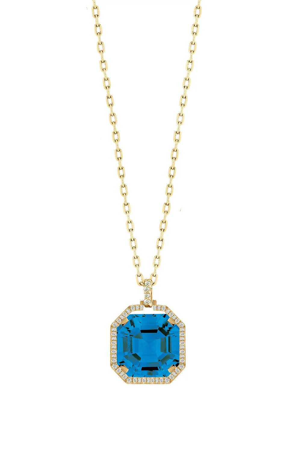 London Blue Topaz Asscher Gossip Pendant Necklace
