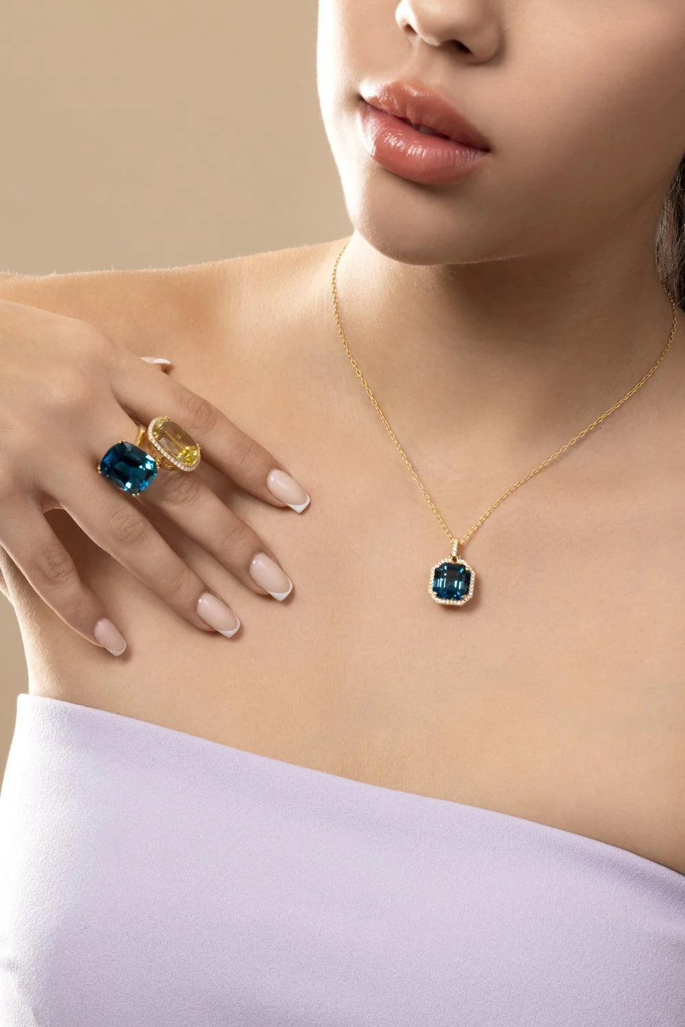 London Blue Topaz Asscher Gossip Pendant Necklace - Image 4
