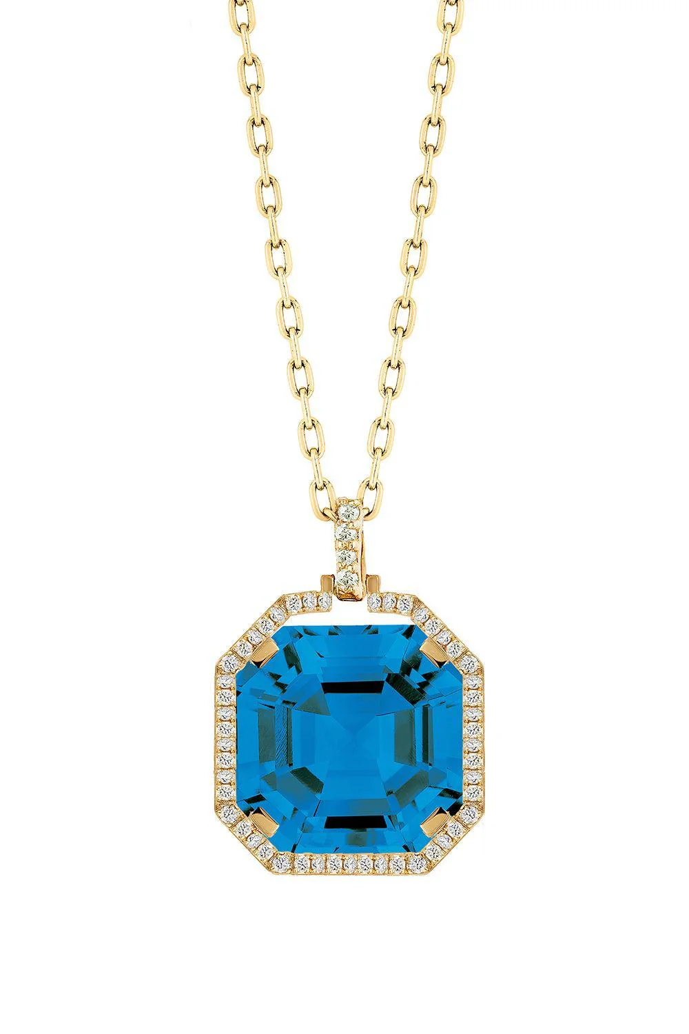 London Blue Topaz Asscher Gossip Pendant Necklace - Image 5