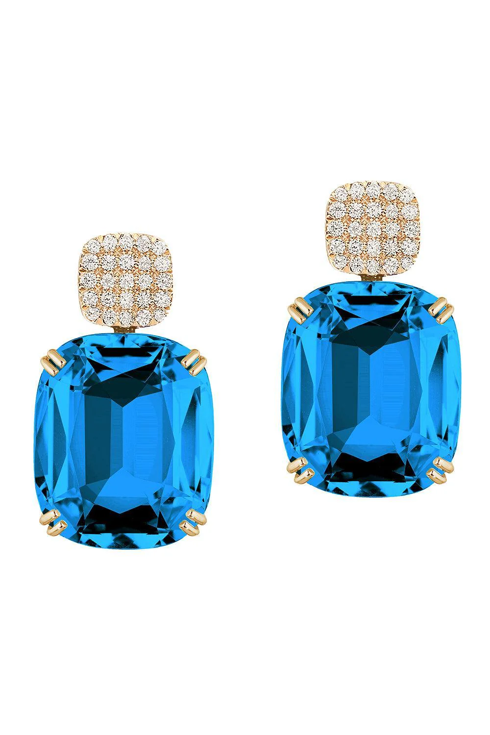 London Blue Topaz Gossip Cushion Cut Earrings