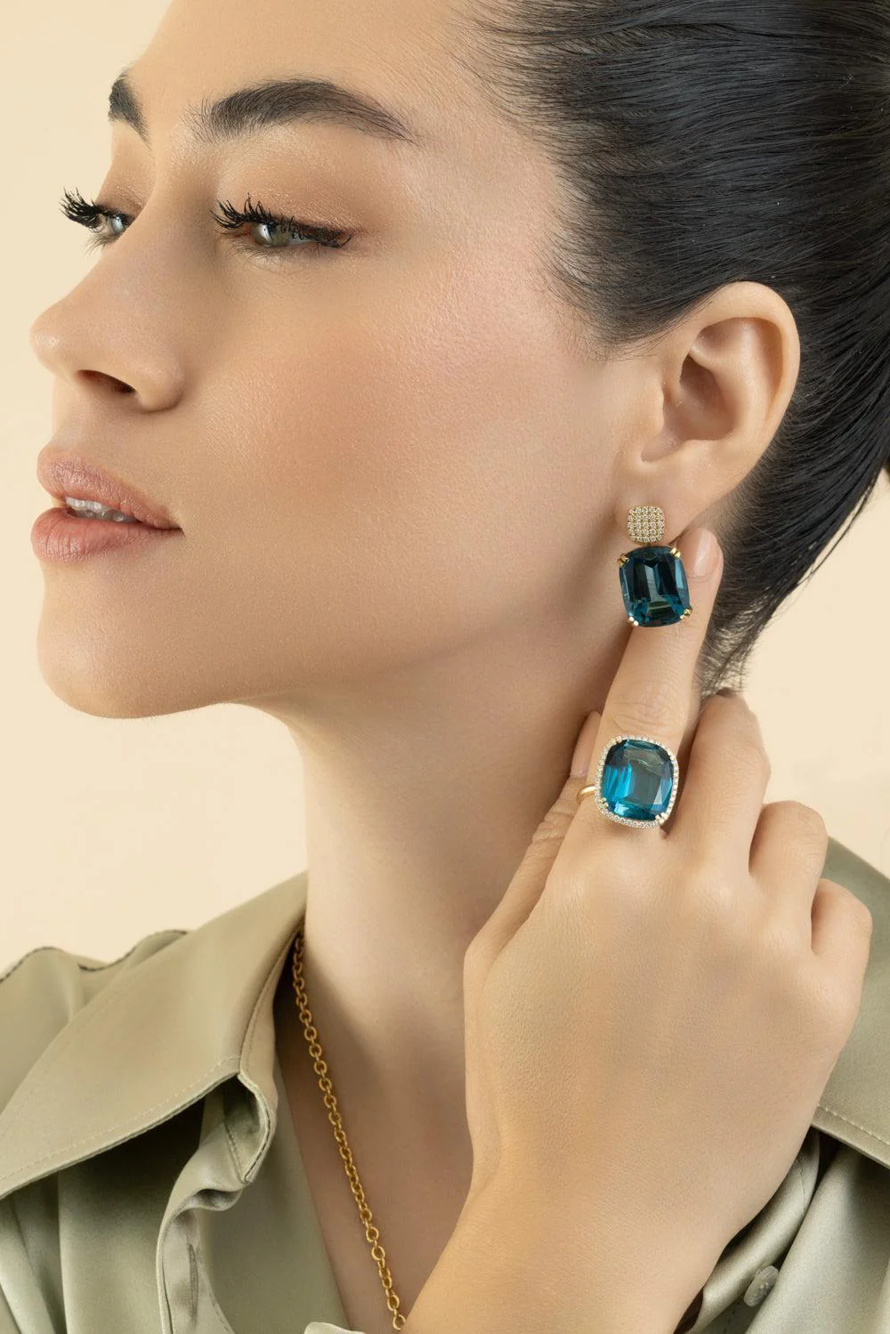 London Blue Topaz Gossip Cushion Cut Earrings - Image 3