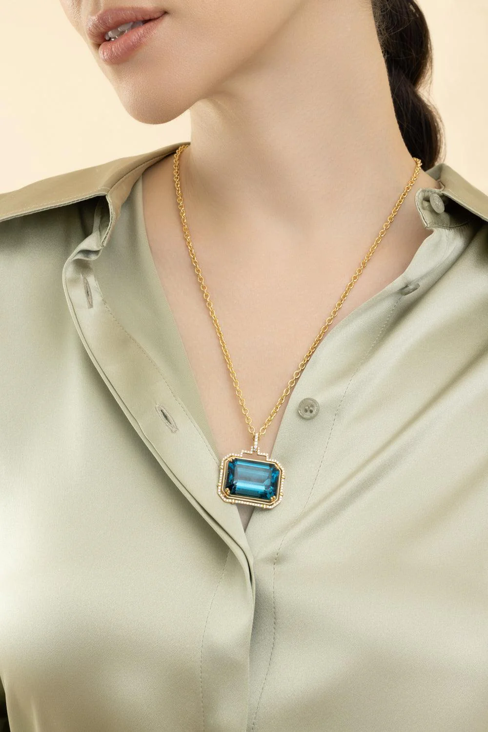London Blue Topaz Gossip Pendant Necklace - Image 2