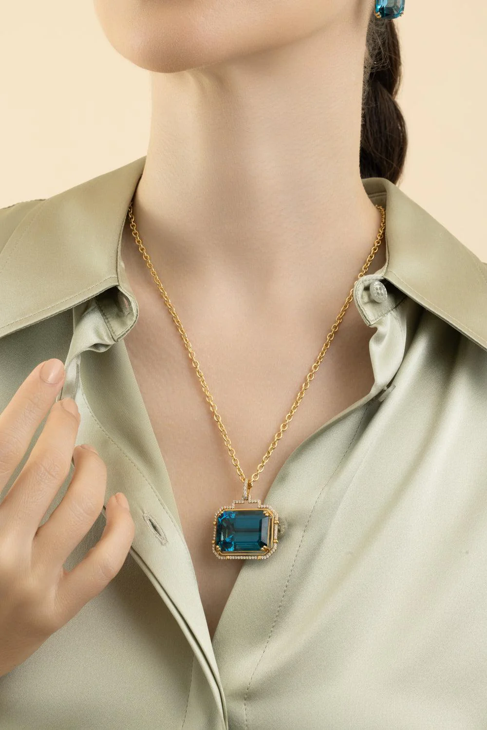 London Blue Topaz Gossip Pendant Necklace - Image 3