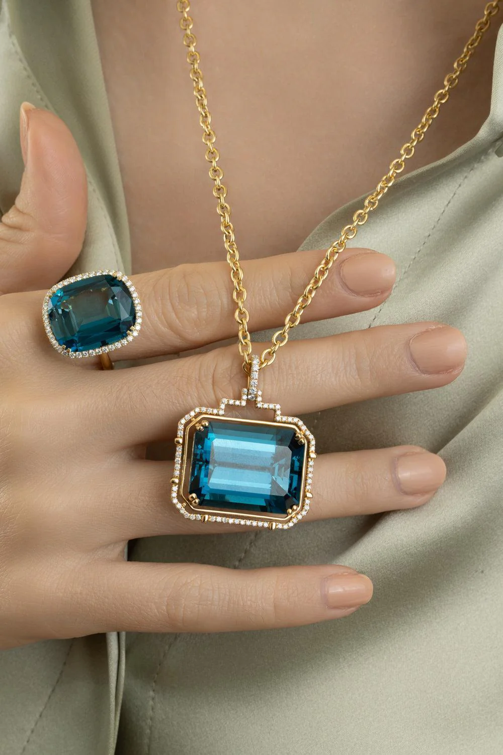 London Blue Topaz Gossip Pendant Necklace - Image 4