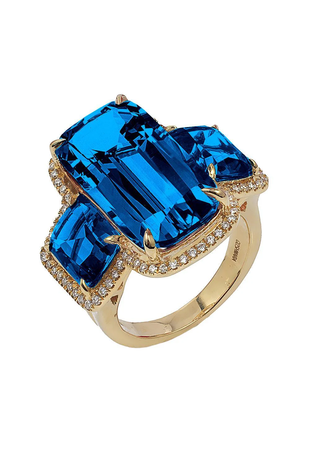 London Blue Topaz Three Stone Gossip Ring