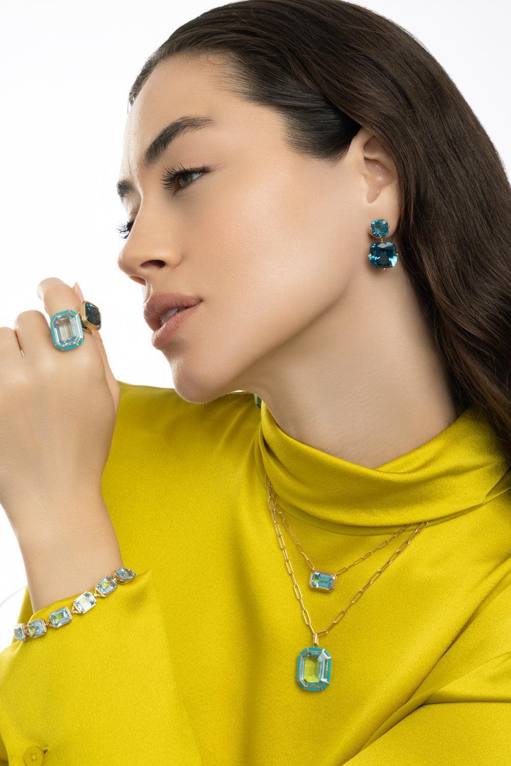 London Blue Topaz Two Drop Gossip Earrings - Image 4